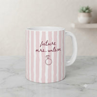 Personalized Striped Future Mrs Mug & Ornament – Custom Coffee Mug, Accent Mug, Bride-to-Be Engagement & Bridal Shower Gift