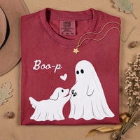 Boo-P Ghost Dog Pregnancy Announcement Shirt, Spooky Halloween Mama to Be Tee, Fall Baby Reveal Gift