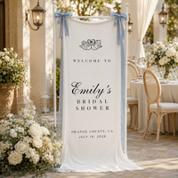 Personalized Cotton Linen Tapestry Bridal Shower Welcome Sign for Bridal Shower, Custom Bride Name Date & Location Fabric Banner, Garden Party Decor