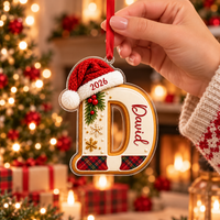 Personalized Gingerbread Letter Acrylic Ornament – Custom Name Christmas Gift