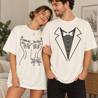 Bride Groom Matching T-shirt, Funny Wedding Day Tee, Honeymoon Couple Gift