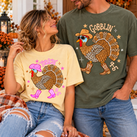 Retro Turkin 9 To 5 Comfort Colors Shirts – Western Thanksgiving Couple Gift