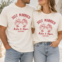 Just Married Silly Goose Shirts, Custom Newlywed Couple Tees, Personalized Names & Wedding Date Gift
