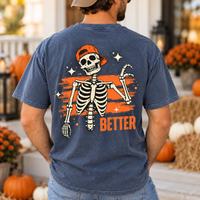 Matching Skeleton Better Together Couples Halloween Shirts - Custom Name Couple Tees