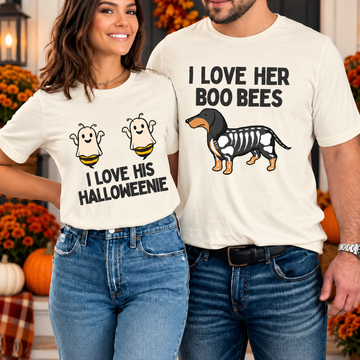 Matching Halloween Couple Shirt, Funny Couple Costume, Spooky Season Gifts for Couple, Dachshund Halloween Shirt, Funny Ghost T-Shirt Couple