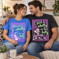 Skeleton Halloween Pregnancy Announcement Couple Shirts, Spooky Mama & Dad Matching Tees, Funny Pregnant Comfort Colors T-Shirts