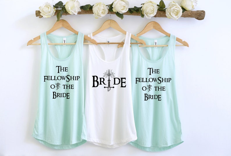 Bachelorette party shirts.Movie theme bachelorette shirt.Lord Bride.Bridesmaid tank.BRIDE OF RINGS.Bridesmaids movie bachelorette T248