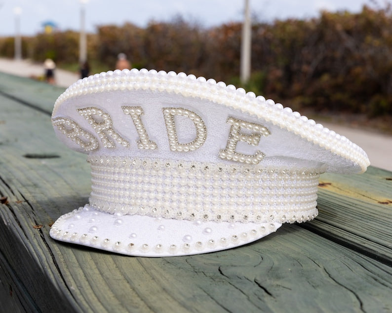 Pearls Bride Captain Hat: Rhinestone Bachelorette Party Accessory