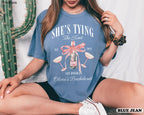 Coquette Bow Bachelorette Party Shirts, Bachelorette Party Shirts, She's Tying the Knot Shirt, Custom Bride Shirt, Bridal Party Shirts