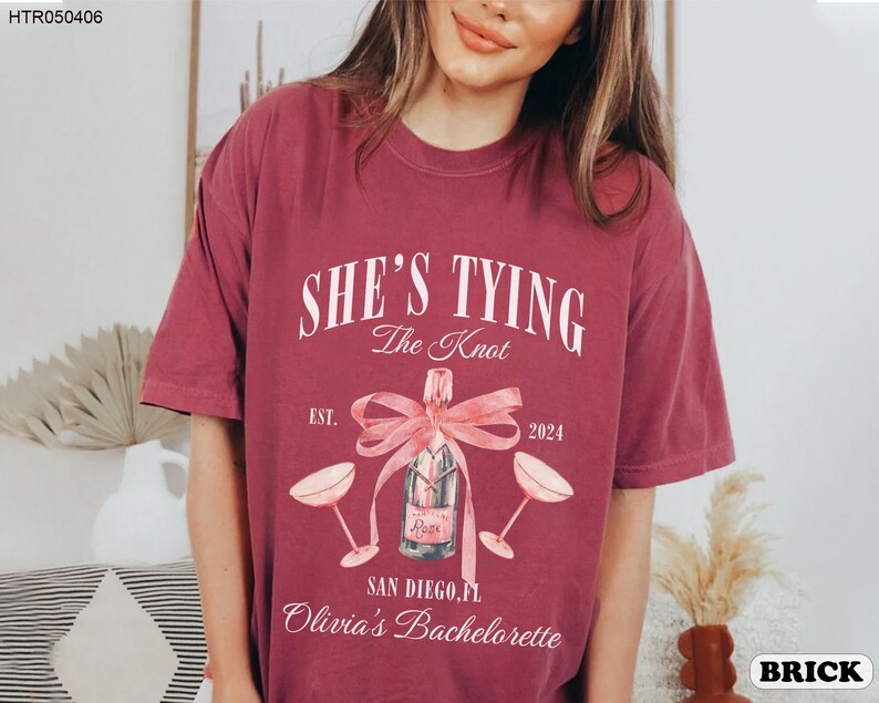 Coquette Bow Bachelorette Party Shirts, Bachelorette Party Shirts, She's Tying the Knot Shirt, Custom Bride Shirt, Bridal Party Shirts