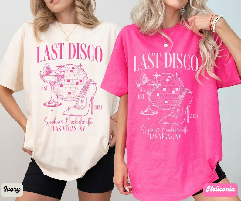 Last Disco Shirt, Custom Disco Bachelorette Party Shirts, Disco Bride Shirt, Luxury Bachelorette, Western Bach Cocktail Club Bridal Shower