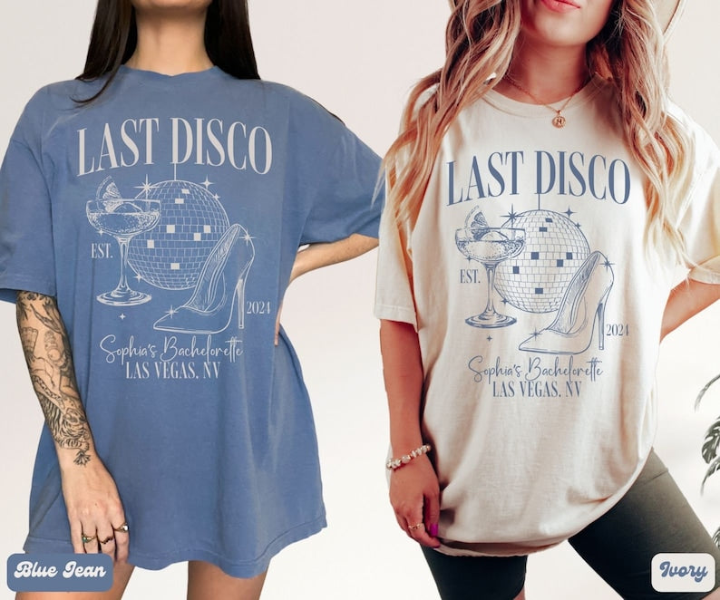 Last Disco Shirt, Custom Disco Bachelorette Party Shirts, Disco Bride Shirt, Luxury Bachelorette, Western Bach Cocktail Club Bridal Shower