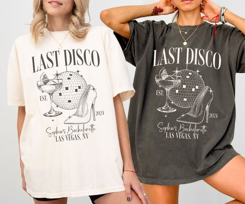 Last Disco Shirt, Custom Disco Bachelorette Party Shirts, Disco Bride Shirt, Luxury Bachelorette, Western Bach Cocktail Club Bridal Shower
