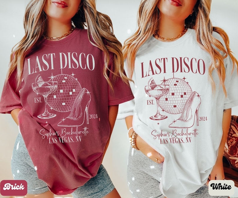 Last Disco Shirt, Custom Disco Bachelorette Party Shirts, Disco Bride Shirt, Luxury Bachelorette, Western Bach Cocktail Club Bridal Shower