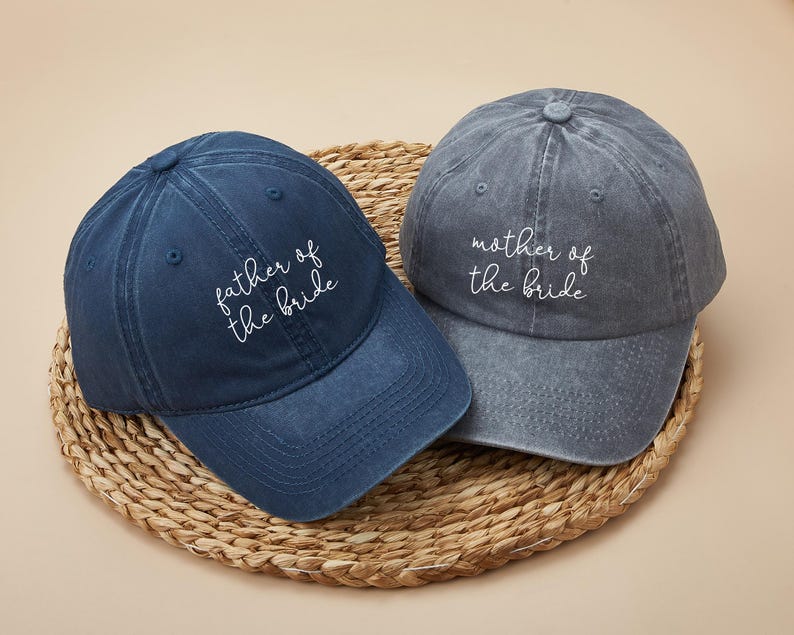 Embroidered Mother/Father of the Bride Hat: Cotton Twill Bridal Party Gift