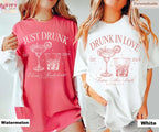 Luxury Bachelorette Merch Drunk in Love Bachelorette Party Shirts, Custom Bach Tshirts, Social Cocktail Club Themed, Bridal Party Gifts