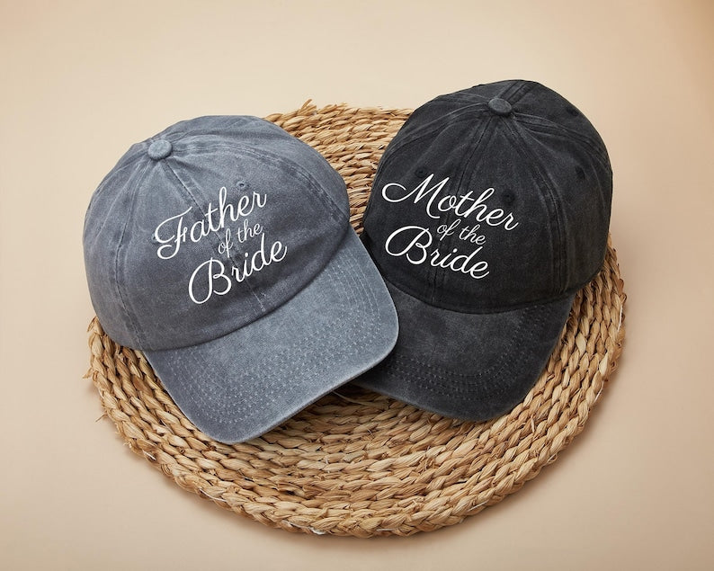Embroidered Mother/Father of the Bride Hat: Cotton Twill Bridal Party Gift