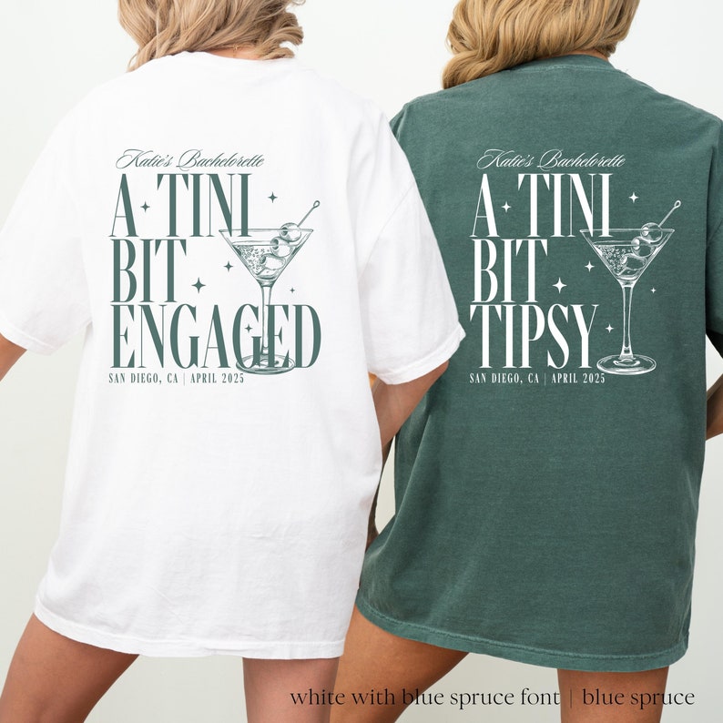 Martini Bachelorette Comfort Color Shirt, Custom Cocktail Shirt, Martini Bachelorette Theme, Tini Bit Engaged, Trendy Bach Shirts