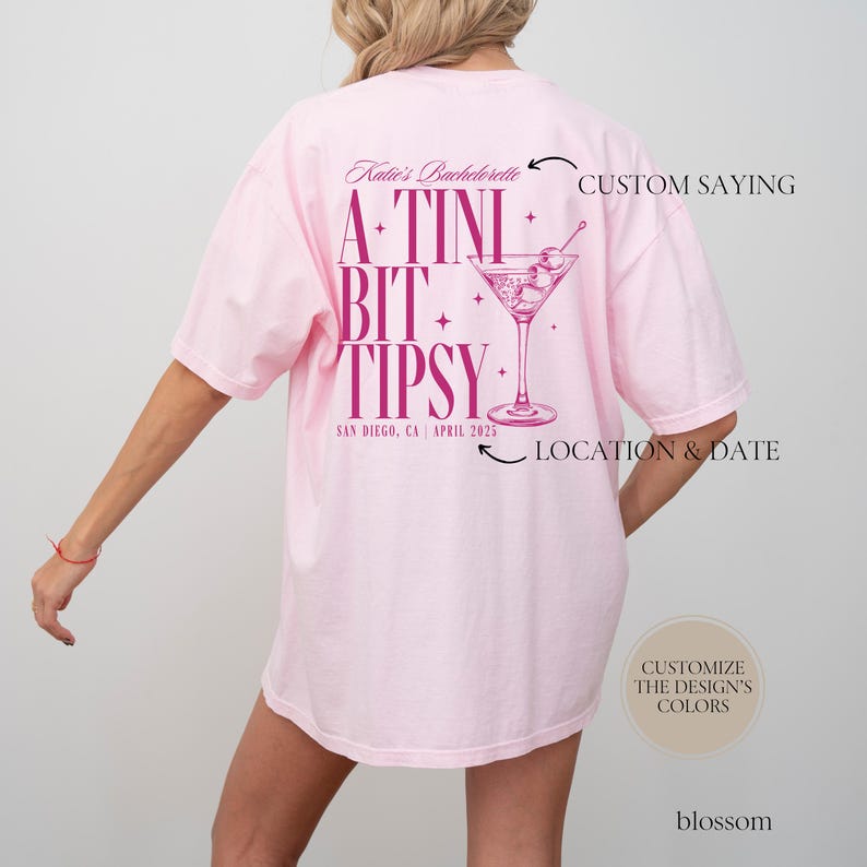 Martini Bachelorette Comfort Color Shirt, Custom Cocktail Shirt, Martini Bachelorette Theme, Tini Bit Engaged, Trendy Bach Shirts