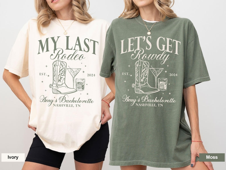 Custom Last Rodeo Bachelorette Shirt, Cowgirl Bachelorette Party Shirt for Bride, Nashville Bachelorette Shirt, Western Bach Bridesmaid Gift