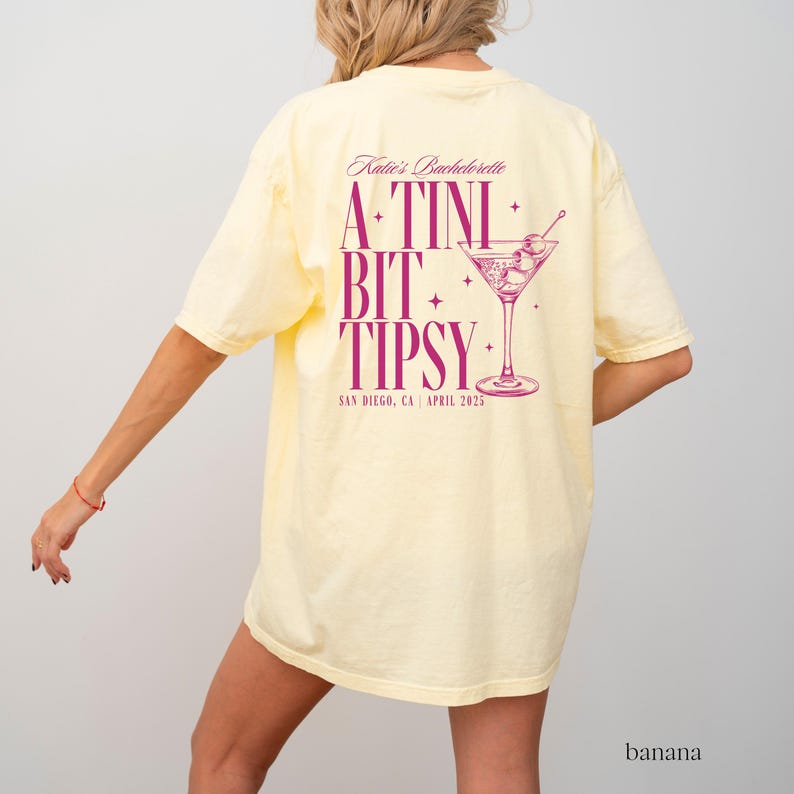 Martini Bachelorette Comfort Color Shirt, Custom Cocktail Shirt, Martini Bachelorette Theme, Tini Bit Engaged, Trendy Bach Shirts