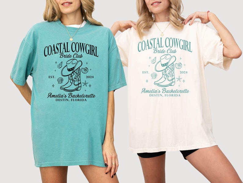 Custom Coastal Cowgirl Bachelorette Party Shirt, Bridesmaid Gift