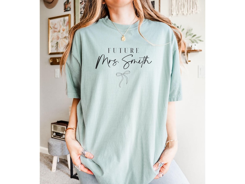 Custom Future Mrs Bow Comfort Colors Shirt Bridal Gift Minimalist Bride Shirt Future Mrs Coquette Bride to be Gift for Engagement Party