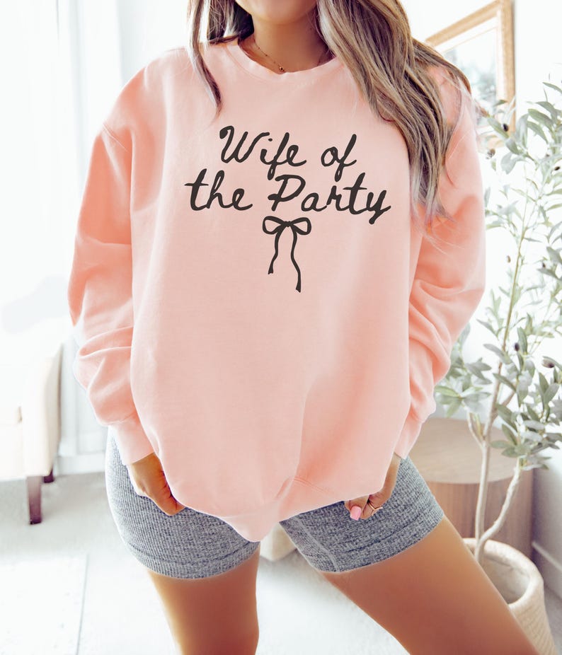 Wife Of The Party Sweatshirt, Comfort Colors Coquette Bow Bride Sweater, Future Mrs Crewneck, Engagement Outfit, Bridal Shower Gifts