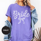 Coquette Lace Bride Comfort Colors® Shirt, Faux Lace Bow, Bridal Wedding Shower Gift, Future Mrs Gift, Chinoiserie Bow, Tying the Knot