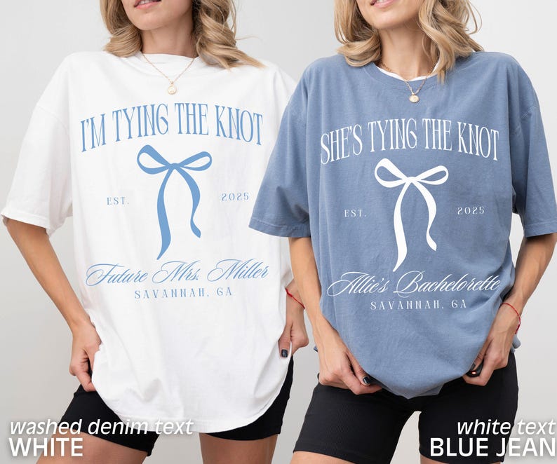 Custom Bachelorette Party Shirts Coquette Bow Bachelorette Shes Tying the Knot Bachelorette Custom Girly Bridal Party Shirts Comfort Colors