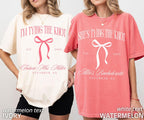 Custom Bachelorette Party Shirts Coquette Bow Bachelorette Shes Tying the Knot Bachelorette Custom Girly Bridal Party Shirts Comfort Colors