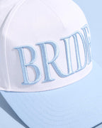 xo, Fetti White + Blue Bride Trucker Hat | Bachelorette Accessory, Bridal Headwear, Bach Party Decorations, Bridesmaid Gift, Wedding Cap