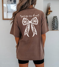 Shes Tying the Knot Bride Comfort Colors Shirt Coquette Bridal Shower Bow Engagement Party Future Mrs Gift Bride Getting Ready Shirt Custom