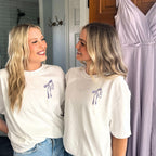 Personalized Stacked Initial Ribbon Comfort Colors T-Shirt | Bridal Party Shirts | Embroidered | Gift for Bride | Cute Bow Shirt | CC17SBSI