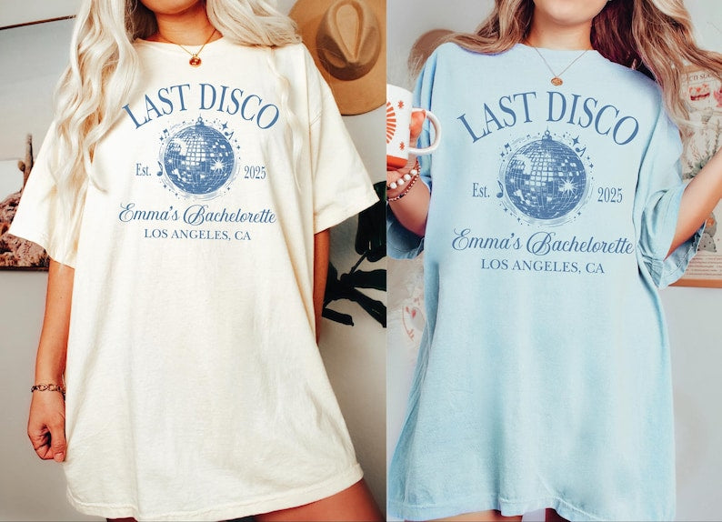 Personalized Last Disco Bachelorette Party Shirt, Custom Disco Bachelorette Shirts, Luxury Bachelorette Merch, Disco Bach Bride To Be Gifts