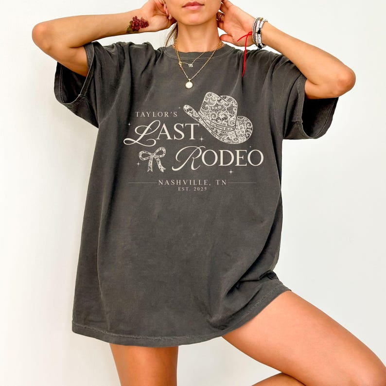 Custom Nashville Bachelorette Shirts, Last Rodeo Bridal Party T-Shirts, Lace Bow Coquette Bach Group Tees, Personalized Country Girls Trip
