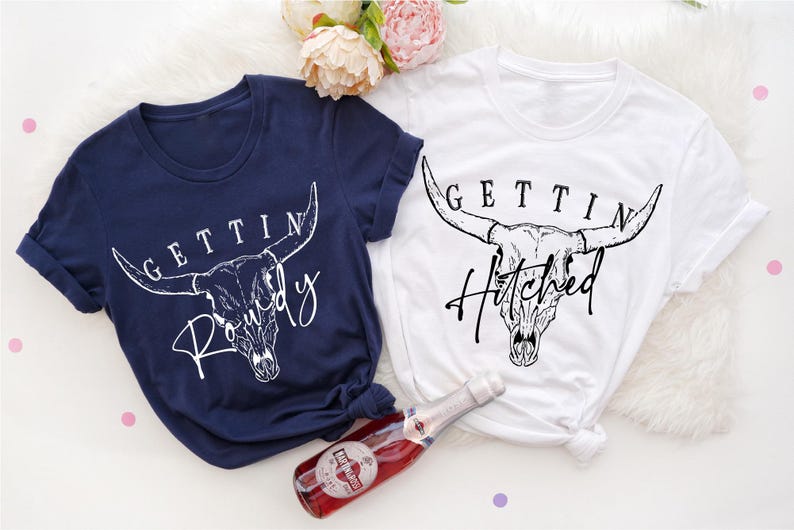 Getting Hitched Rowdy Shirt, Western Bachelorette Party Favors, Country Bachelorette Shirt, Rodeo Bachelorette Shirt, Nashville Bach Shirt