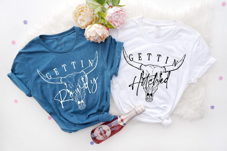 Getting Hitched Rowdy Shirt, Western Bachelorette Party Favors, Country Bachelorette Shirt, Rodeo Bachelorette Shirt, Nashville Bach Shirt