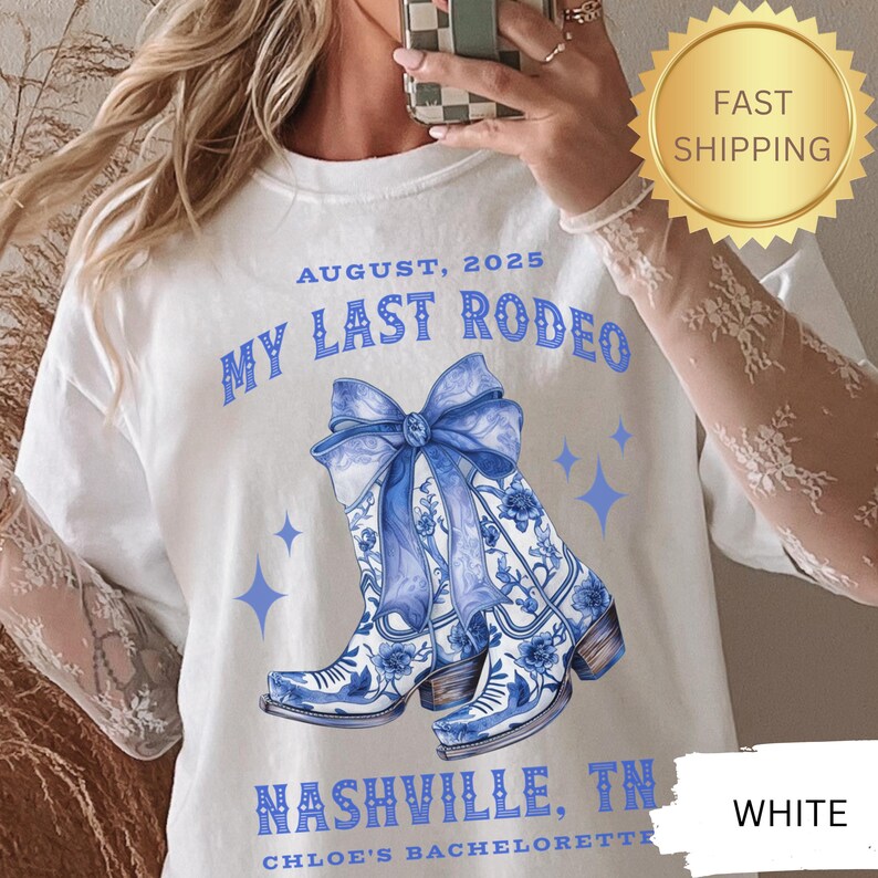 Custom Chinoiserie Bachelorette Shirts, Coquette Cowgirl Bachelorette, Coquette Bow Cowgirl Boots Bridesmaids Gifts Nashville Bachelorette