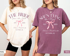 Coquette Bow Bachelorette Shirts, Bachelorette Party, Custom Bachelorette Shirts, Shes Tying the Knot Bridal Party, Girly Bow Bachelorette
