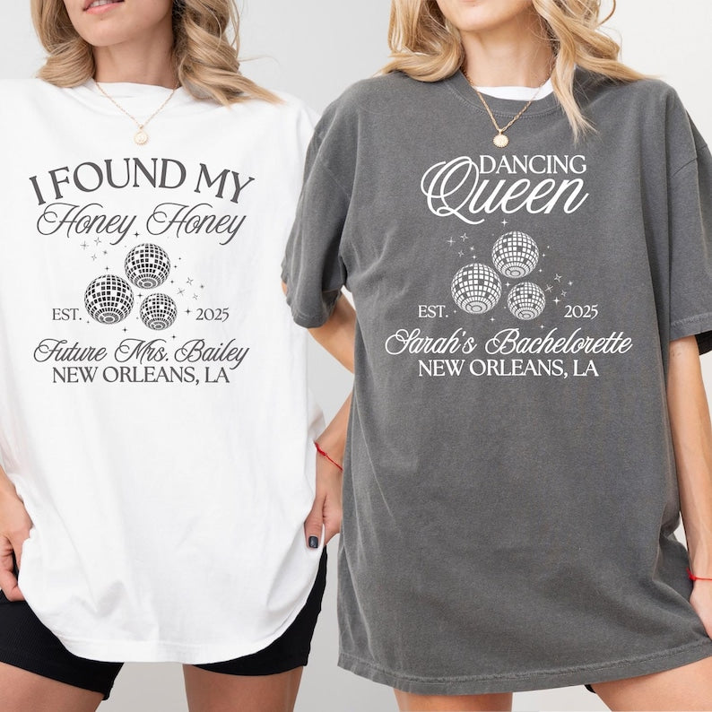 Custom Disco Bachelorette Party Shirt, Mamma Mia Disco Bride Shirt, Dancing Queen, Honey Honey Disco Bridal Shower Shirt, Disco Theme Party