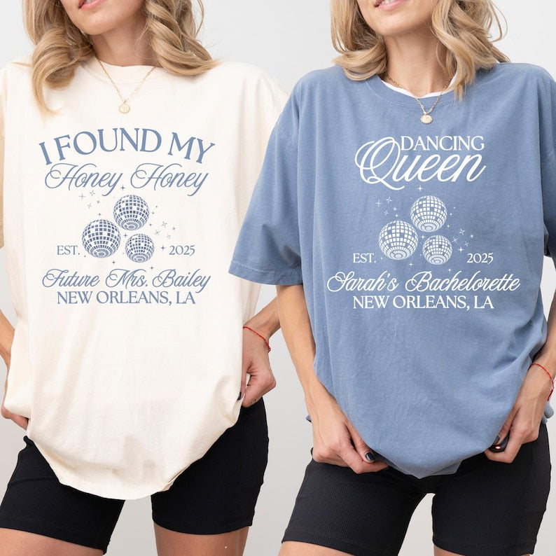 Custom Disco Bachelorette Party Shirt, Mamma Mia Disco Bride Shirt, Dancing Queen, Honey Honey Disco Bridal Shower Shirt, Disco Theme Party