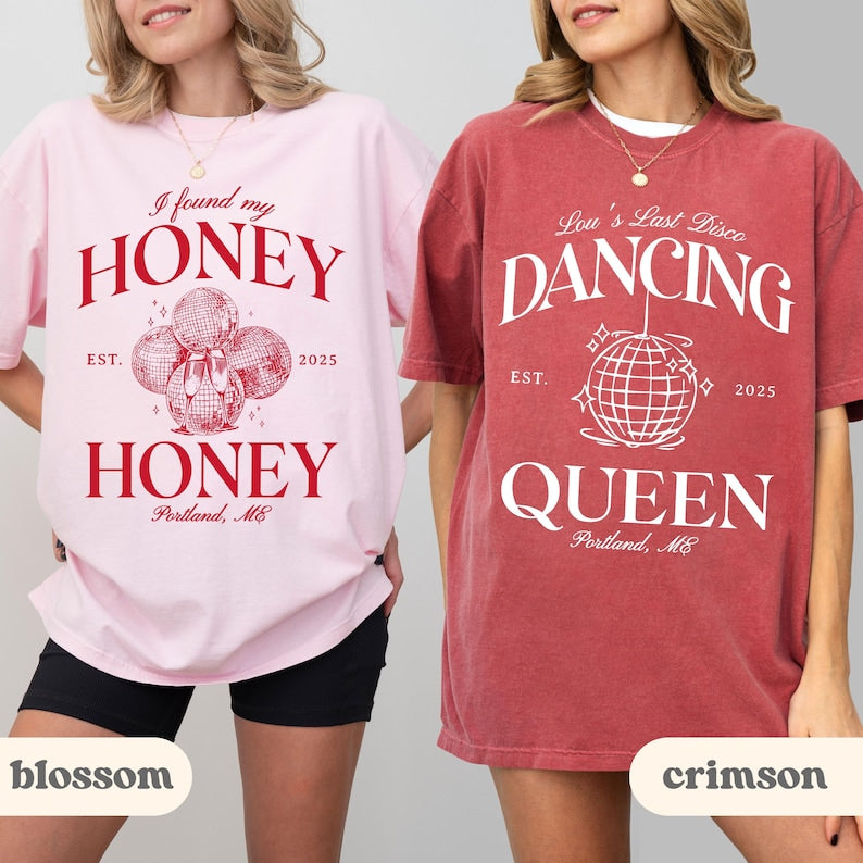 She Found Her Honey Bachelorette Shirts, Last Disco Bach Party Merch, Disco Bride Comfort Colors Bach, Dancing Queen Tee, Bridal Shower Gift