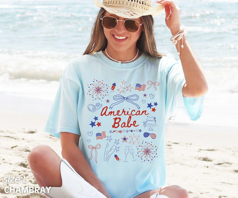 Comfort Colors 4th of July Bachelorette Party Shirts, American Bride, Coquette Bow Independence Day Shirt, Patriotic Bride, July Fourth Bach