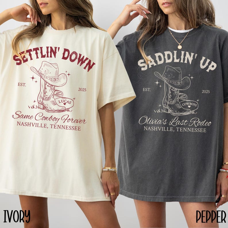 Custom Last Rodeo Bachelorette Shirts Same Cowboy Forever Last Hoedown Country Bach Nashville Bachelorette Party Cowgirl Bridal Party Shirts