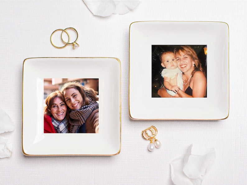 Custom Photo Mother of The Groom Jewelry Dish, Mother of The Bride Jewelry Plate, Jewelry Tray for Mom, Sentimental Wedding Day Gift Mom #P1