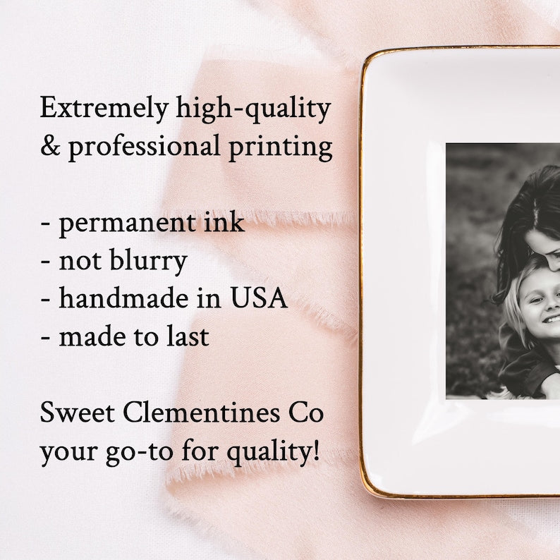 Custom Photo Mother of The Groom Jewelry Dish, Mother of The Bride Jewelry Plate, Jewelry Tray for Mom, Sentimental Wedding Day Gift Mom #P1