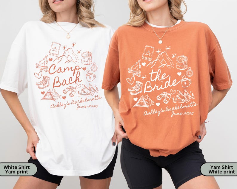Custom Camp Bachelorette Party Shirt, Mountain Bride Tee Camp, Hiking Bridal Party gifts, Girls trip Camp Bach, Bachelorette Camping, Cabin