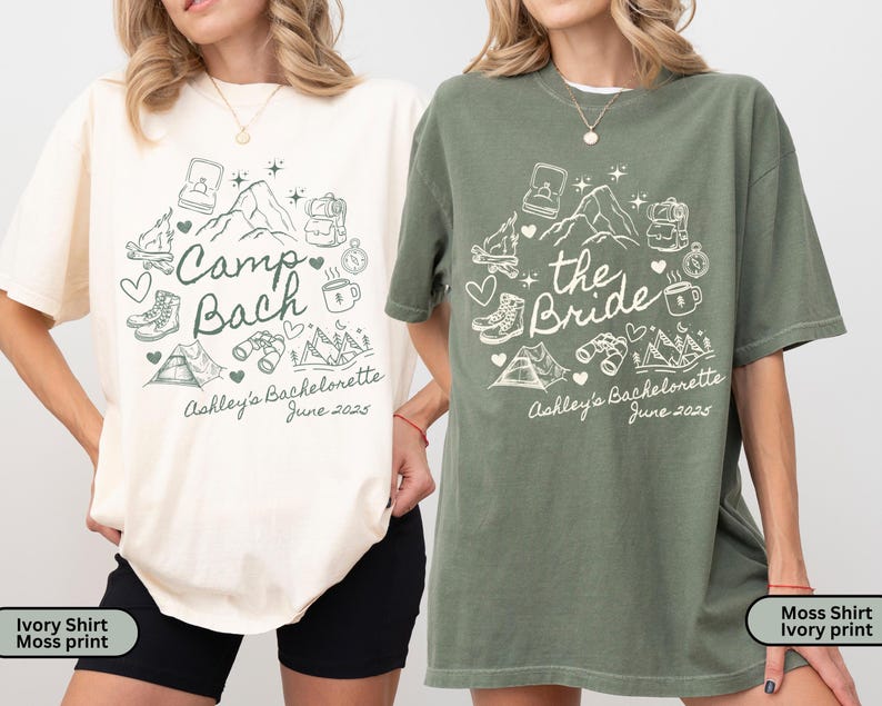 Custom Camp Bachelorette Party Shirt, Mountain Bride Tee Camp, Hiking Bridal Party gifts, Girls trip Camp Bach, Bachelorette Camping, Cabin