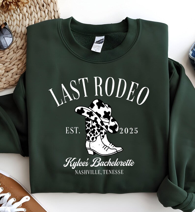 Last Rodeo EST. 2025 Shirt, Western Bachelorette Party Tee, Country Bride Shirt, Cowgirl Squad Top, Nashville Bride Outfit Idea
